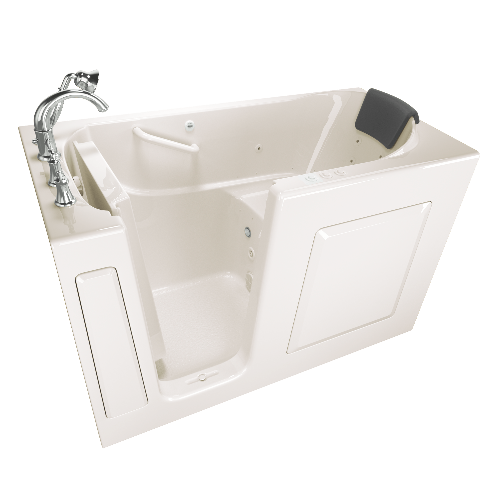 Gelcoat Premium Series 60x30 Inch Walk In Bathtub with Dual Air Massage and Jet Massage System   Left Hand Door and Drain ST BISCUIT